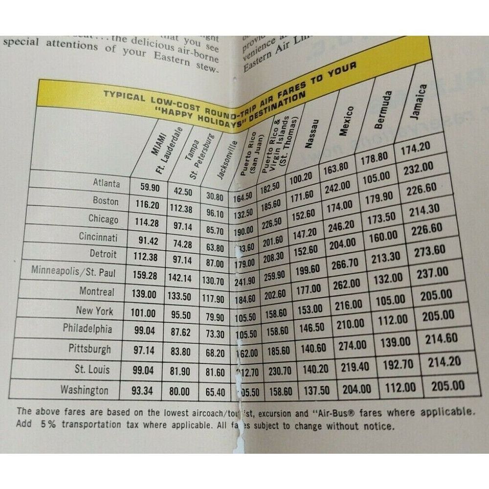 Eastern Airlines 1963 Ford Brochure Pamphlet Ephemera Travel NYC Transportation